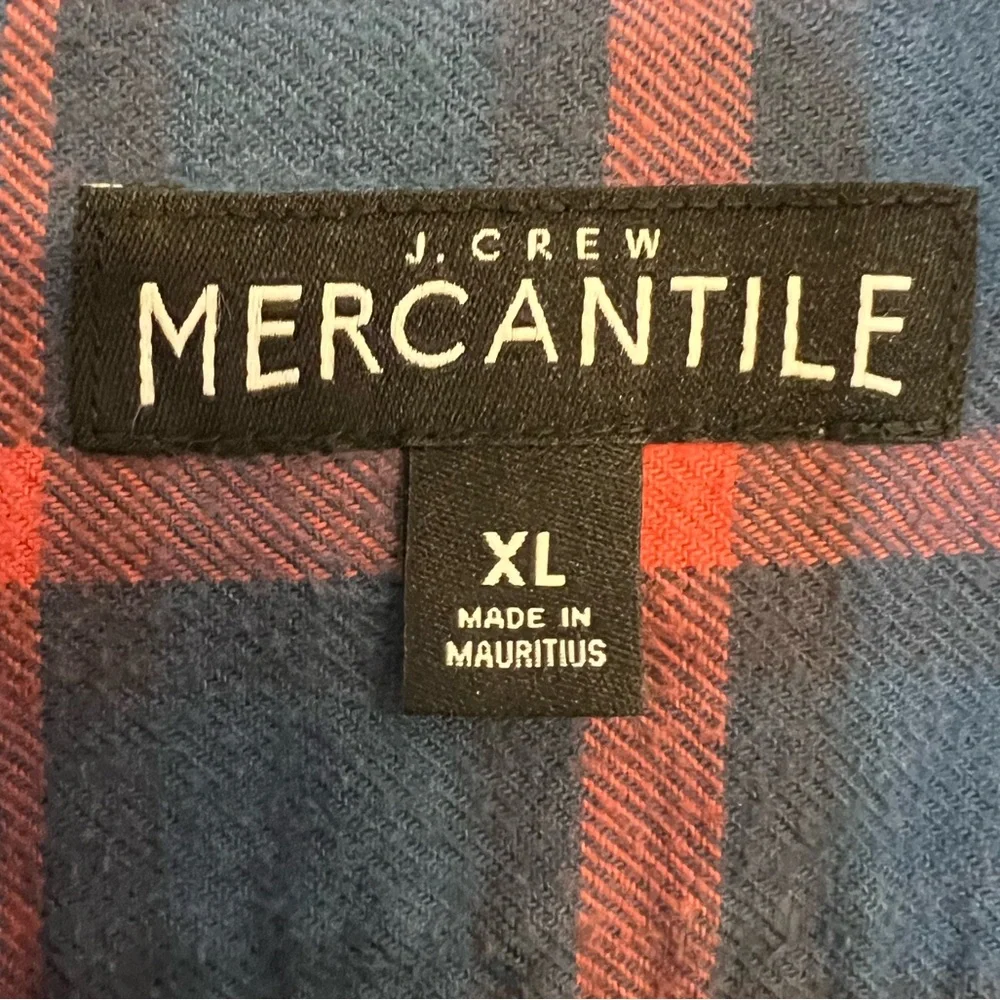 J. Crew Mercantile red and blue plaid‎ flannel size XL